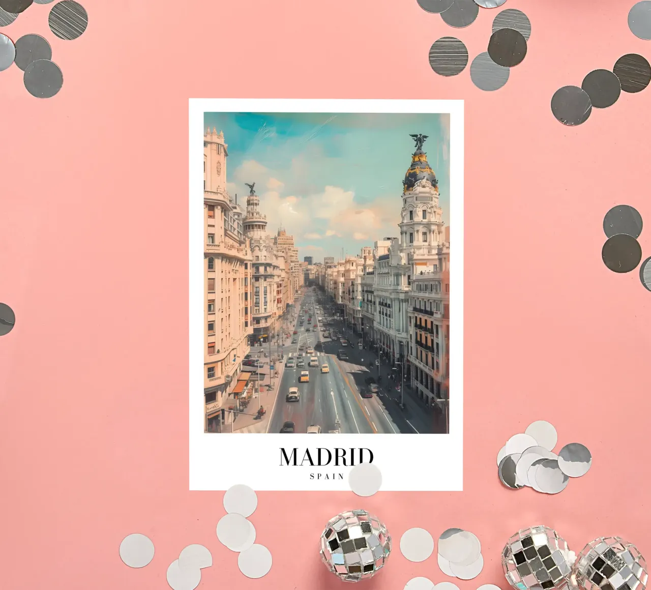Madrid Spanje Gran Via Skyline - Stedelijke architectuur Print sticker van homdeco