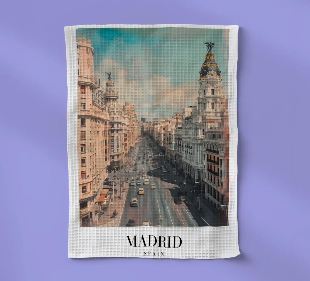 Madrid Spain Gran Via Skyline - Urban Architecture Print torchon de homdeco