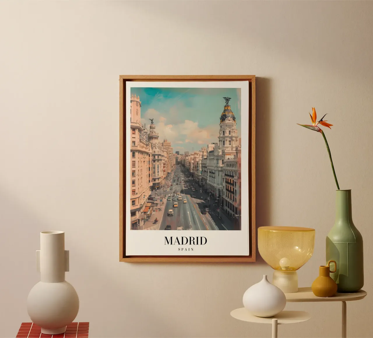 Madrid Spanje Gran Via Skyline - Stedelijke architectuur Print canvas van homdeco