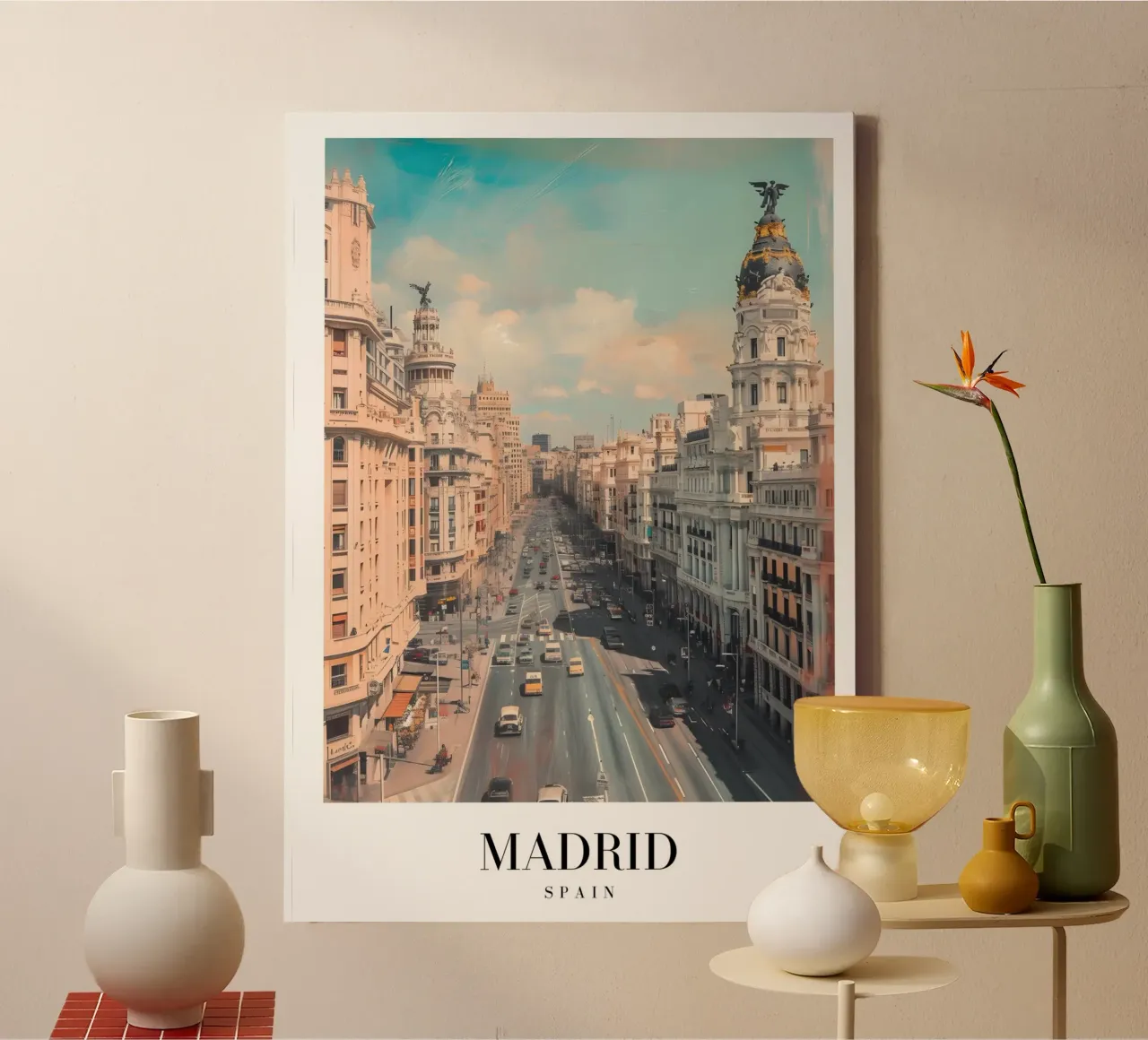 Madrid Spanje Gran Via Skyline - Stedelijke architectuur Print canvas van homdeco