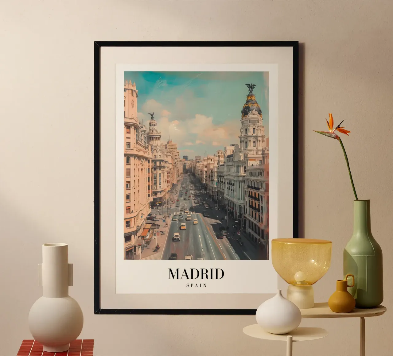 Madrid Spanje Gran Via Skyline - Stedelijke architectuur Print hahnemühle van homdeco