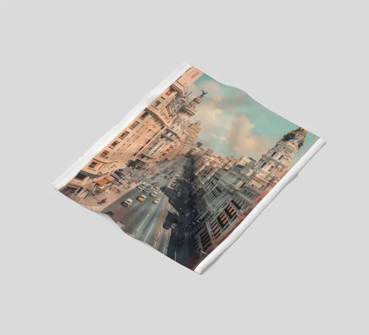Madrid Spanje Gran Via Skyline - Stedelijke architectuur Print fleecedeken van homdeco