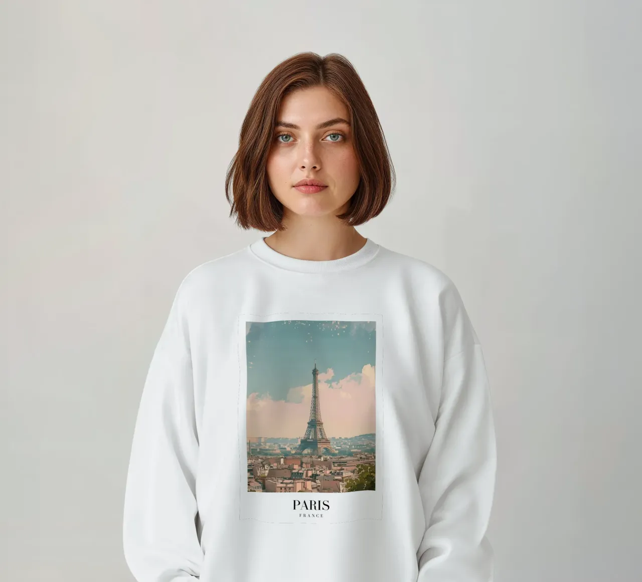París Francia Torre Eiffel Skyline - Romantic City Art Print sudadera de homdeco