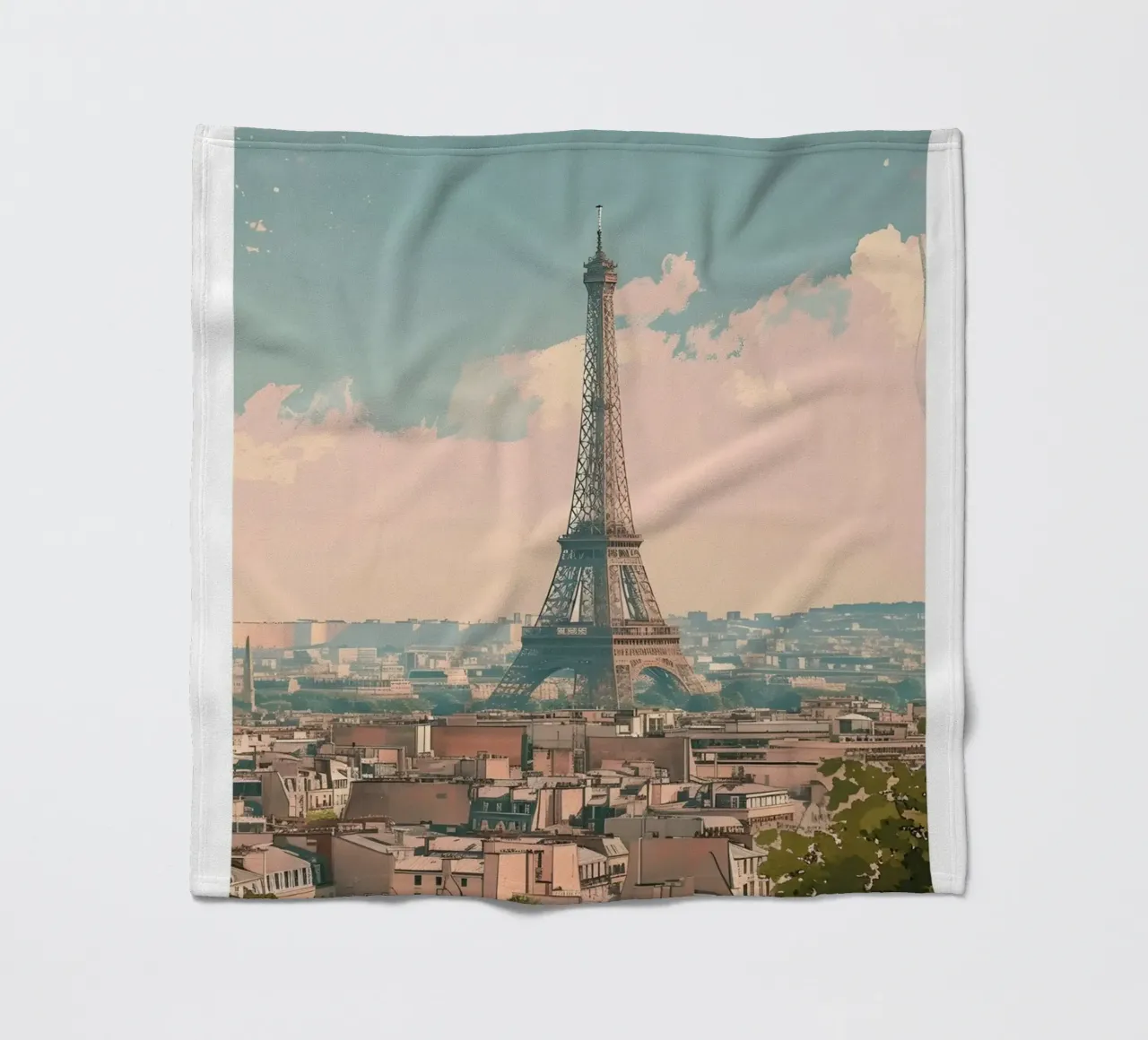 Paris France Eiffel Tower Skyline - Romantic City Art Print fleece blanket by homdeco