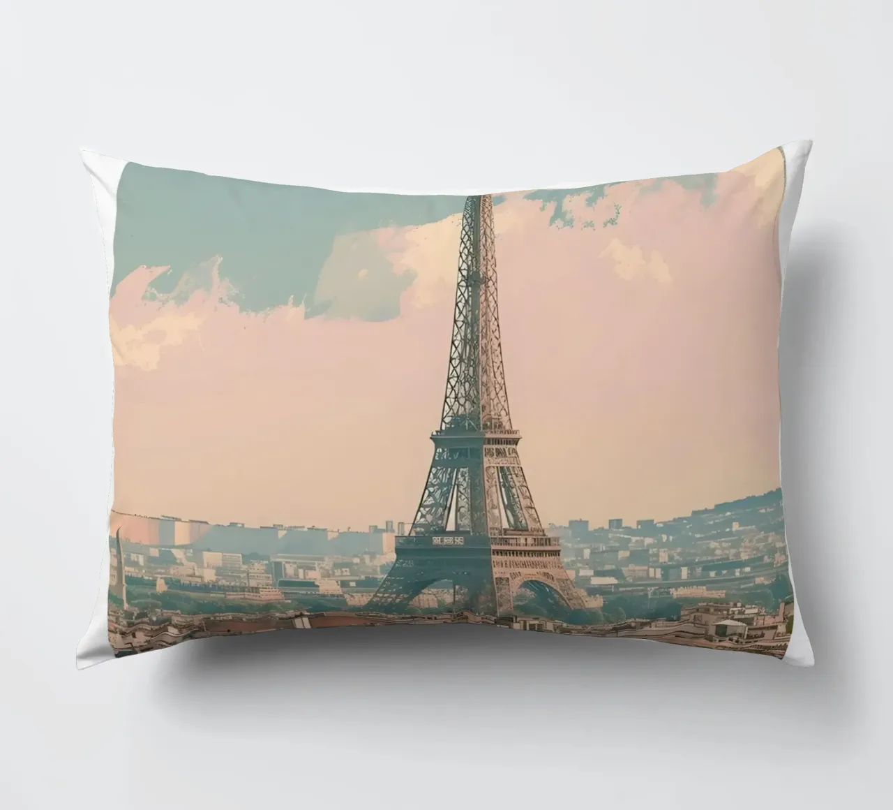 Paris France Eiffel Tower Skyline - Romantic City Art Print decorative cushion by homdeco