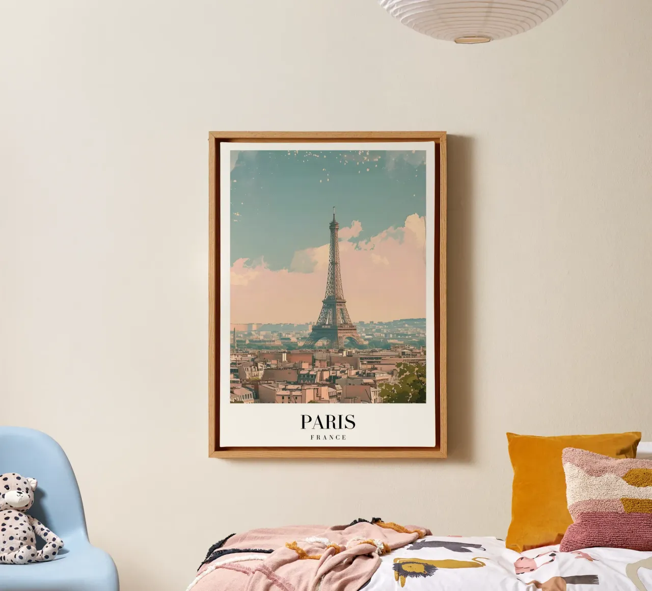 Parijs Frankrijk Eiffeltoren Skyline - Romantische Stad Kunstdruk canvas met Baklijst van homdeco