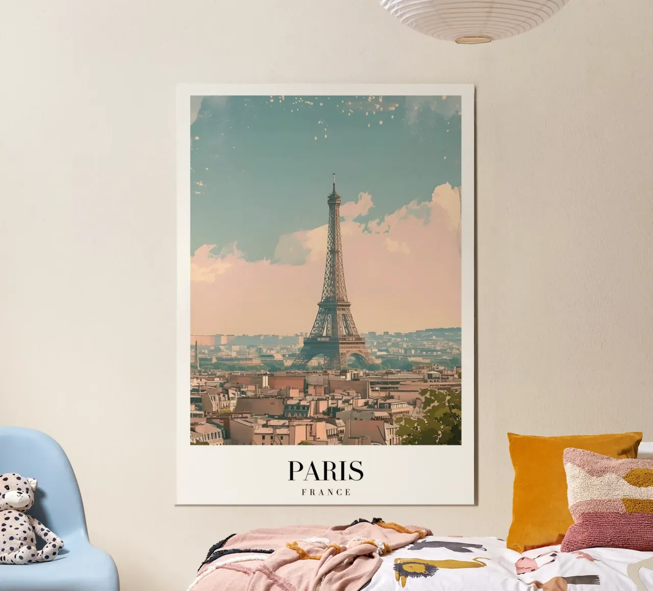 Parigi Francia - Skyline della Torre Eiffel - Stampa romantica della città poster da homdeco