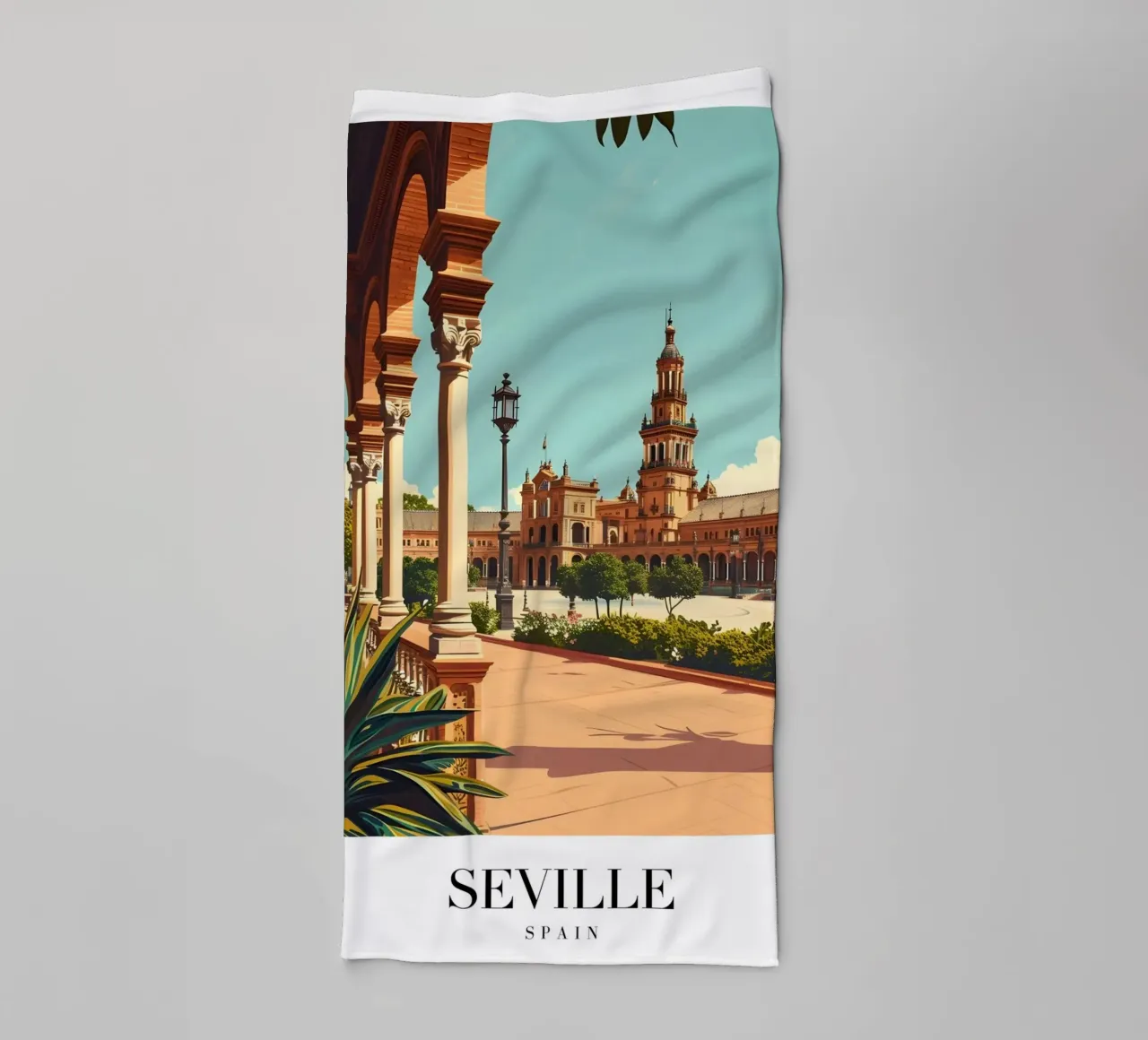 Seville Spain Plaza de España - Moorish Architecture Art towel by homdeco