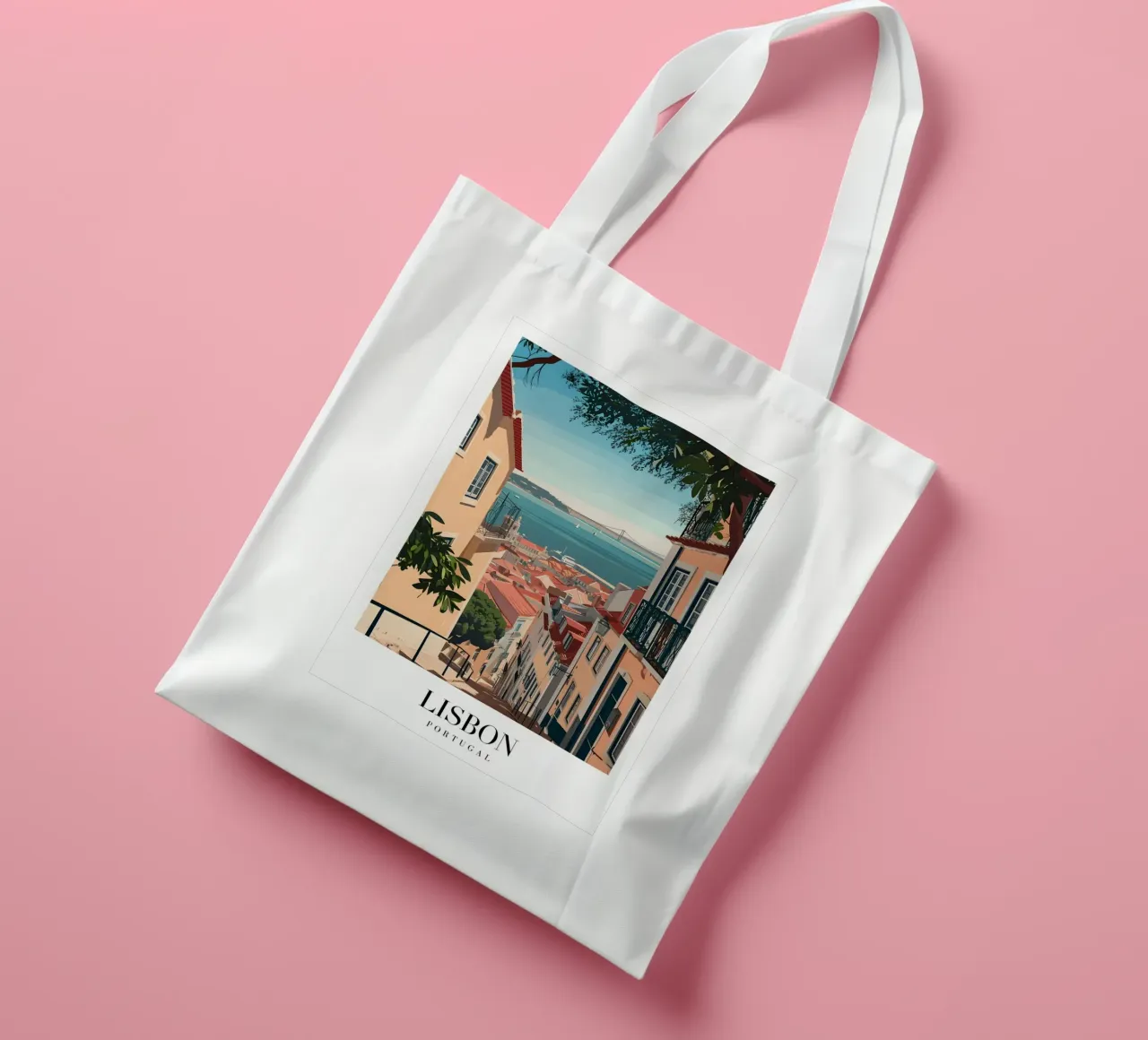 Lisbona Portogallo Tetti e ponti - Alfama Street View borsa in juta da homdeco