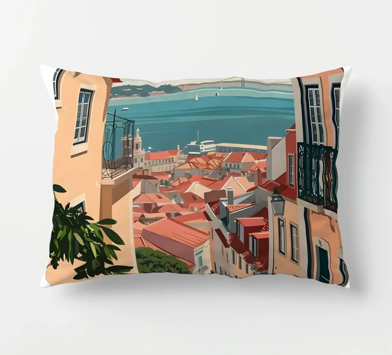 Lisbona Portogallo Tetti e ponti - Alfama Street View cuscino da homdeco