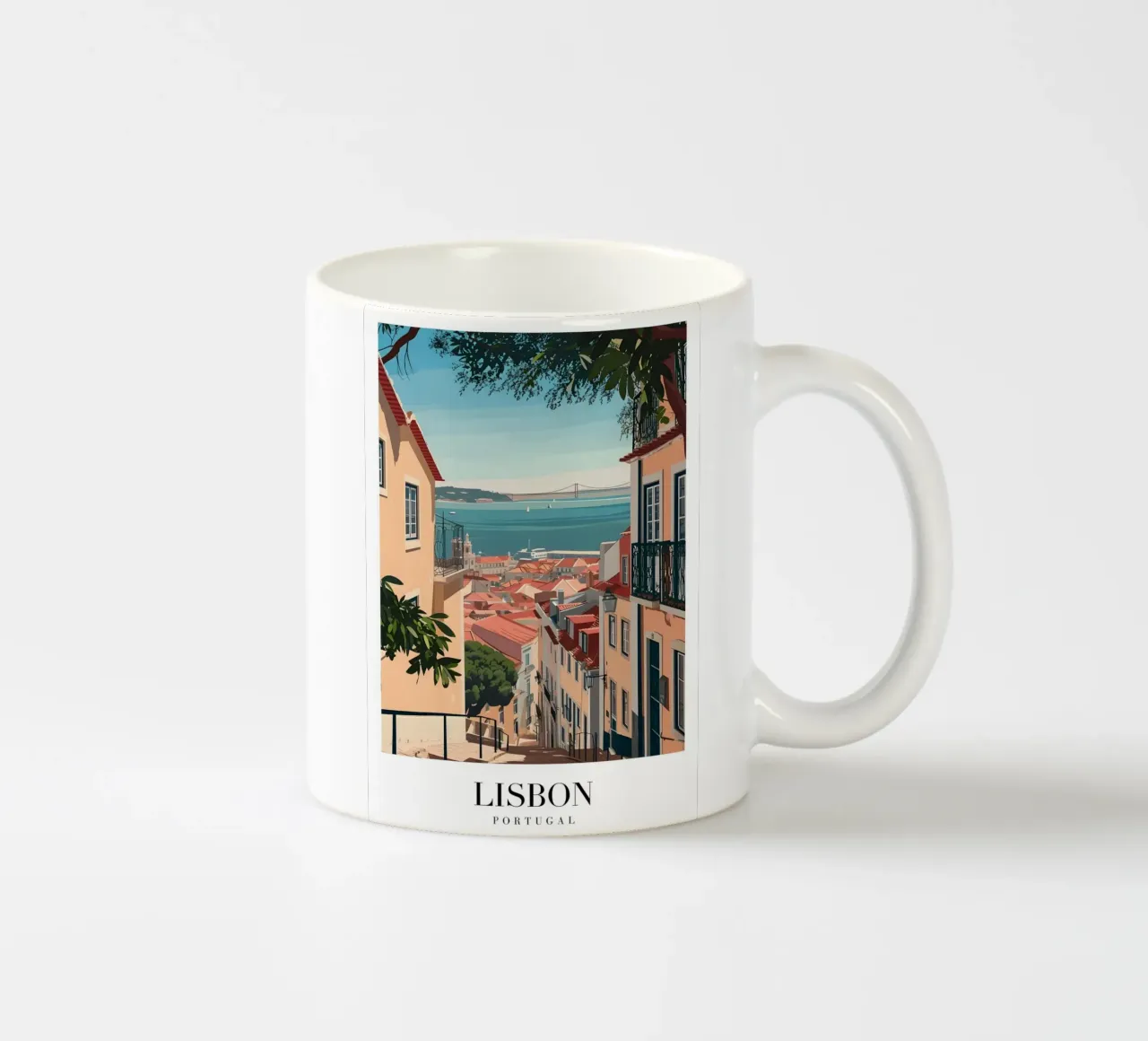 Lisbona Portogallo Tetti e ponti - Alfama Street View tazza in ceramica da homdeco