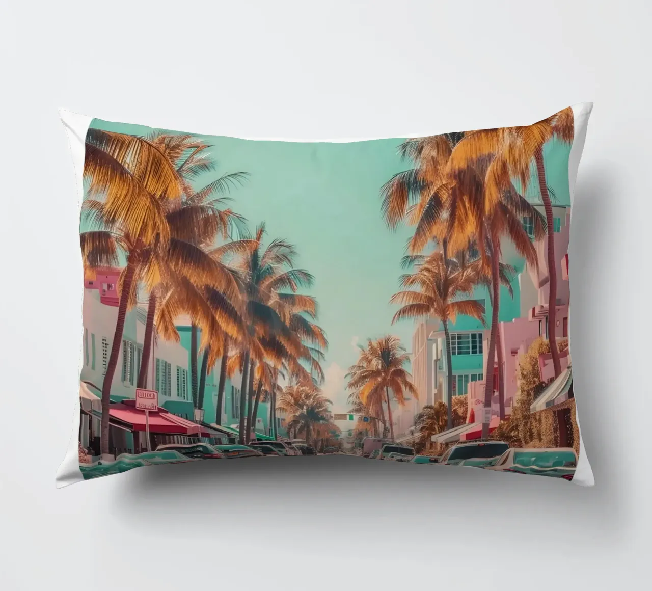 Miami Beach Ocean Drive - Stampa Art Deco Palm Trees cuscino da homdeco