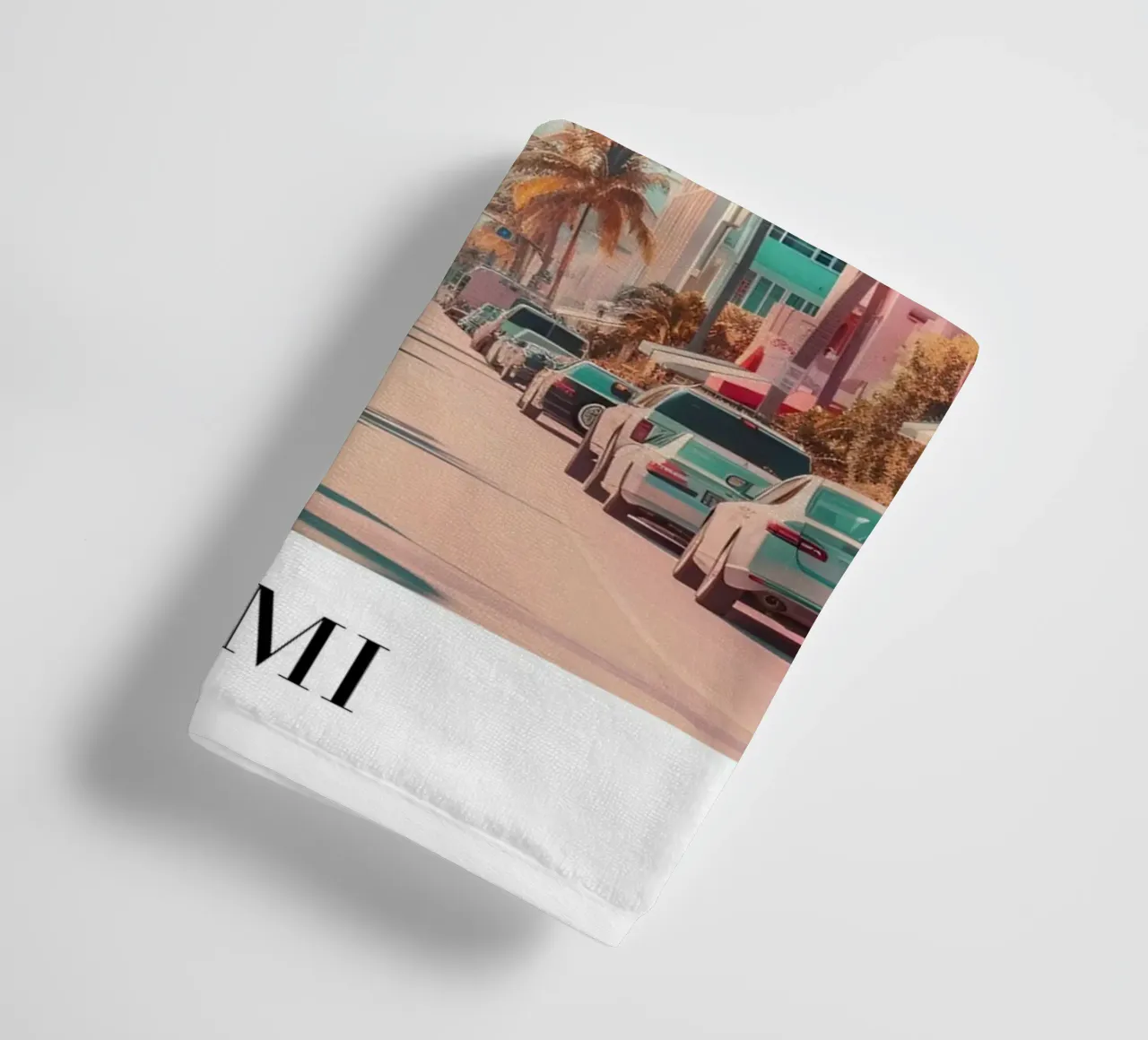 Miami Beach Ocean Drive - Art Deco Palm Trees Print toalla de baño de homdeco