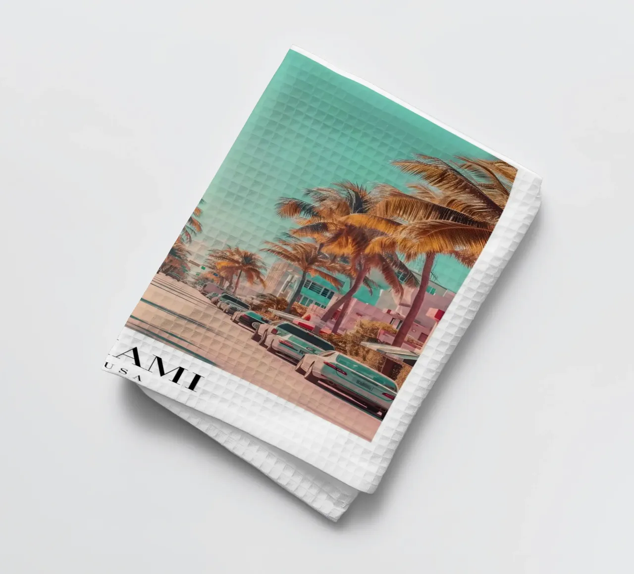 Miami Beach Ocean Drive - Art Deco Palm Trees Print torchon de homdeco