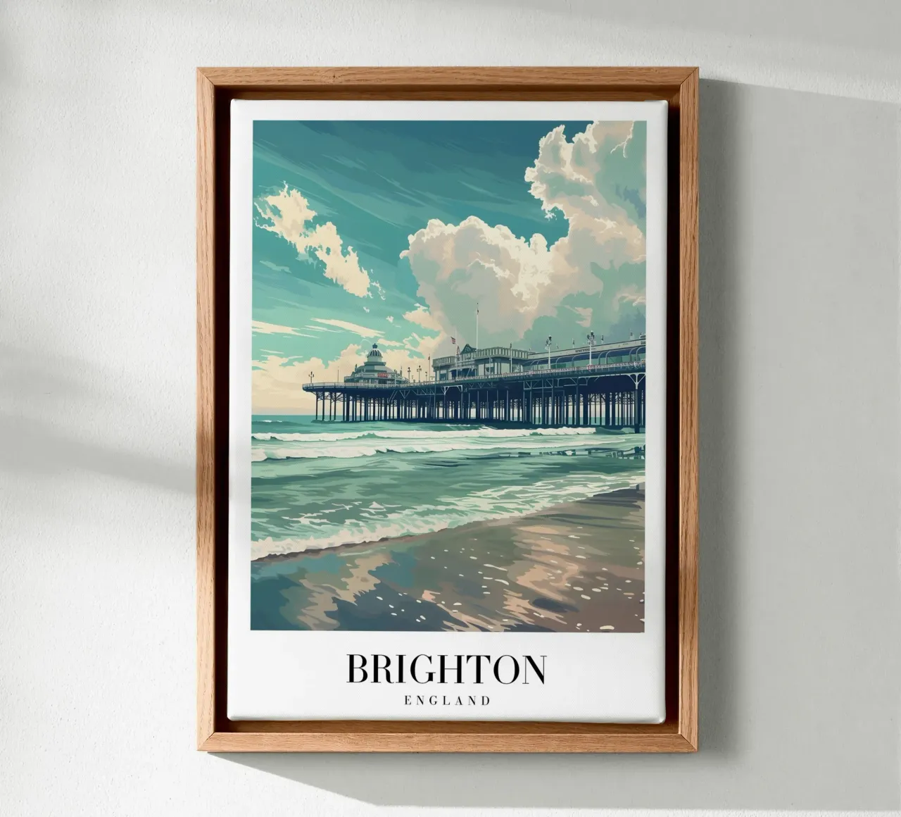 Brighton Pier Engeland - Kust Strand Zeegezicht Kunstdruk canvas met Baklijst van homdeco