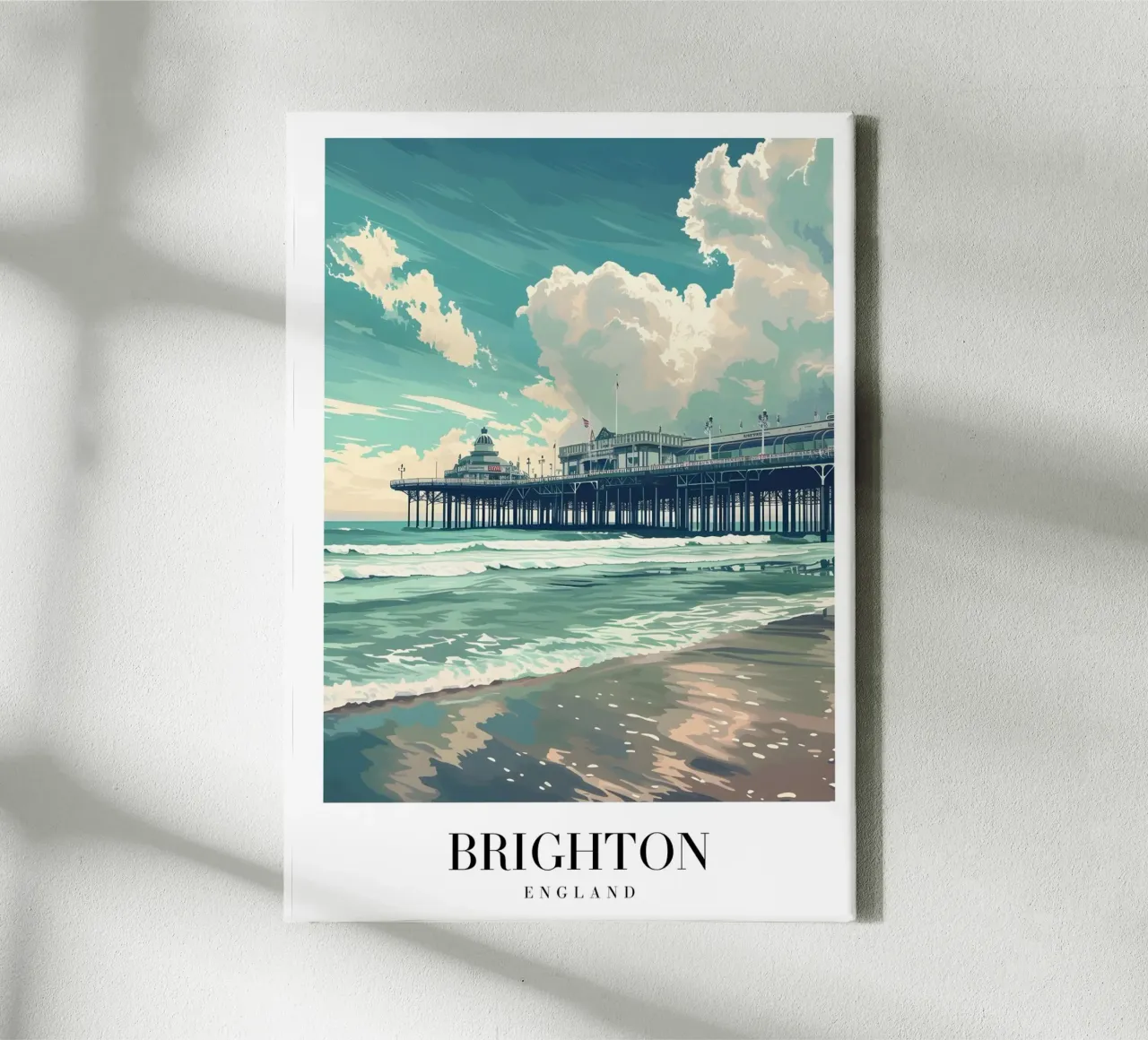 Brighton Pier Engeland - Kust Strand Zeegezicht Kunstdruk canvas met Baklijst van homdeco