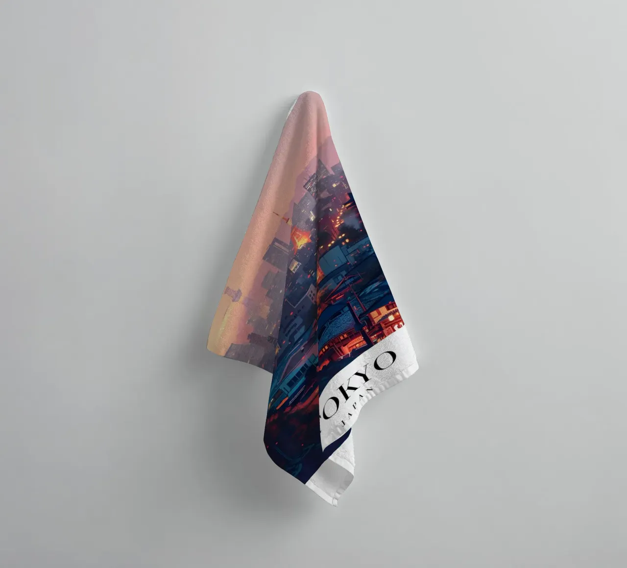 Tokyo Japan Sunset Skyline - Tokyo Tower Urban Art Print towel by homdeco