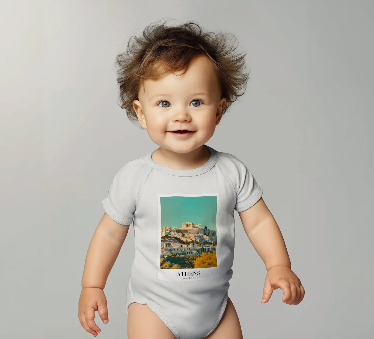 Athènes Grèce Vue de l'Acropole - Impression d'art grec ancien body bébé de homdeco