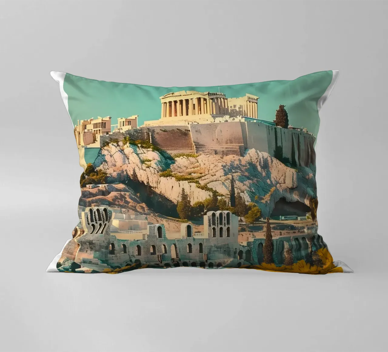 Athènes Grèce Vue de l'Acropole - Impression d'art grec ancien coussin de homdeco