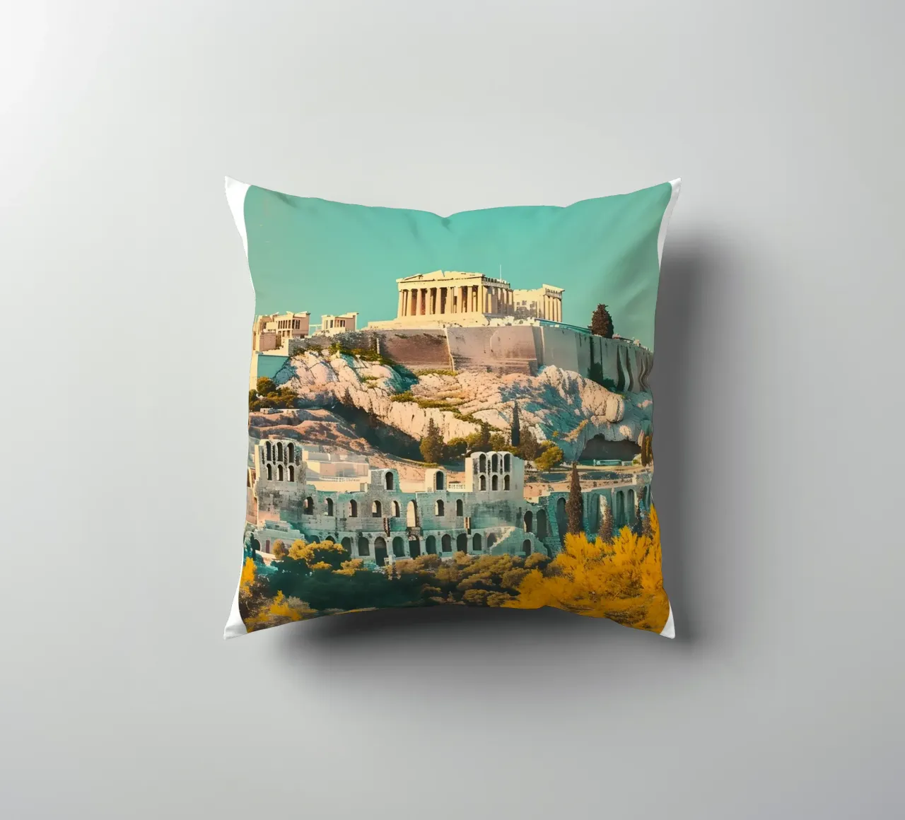 Athènes Grèce Vue de l'Acropole - Impression d'art grec ancien coussin de homdeco