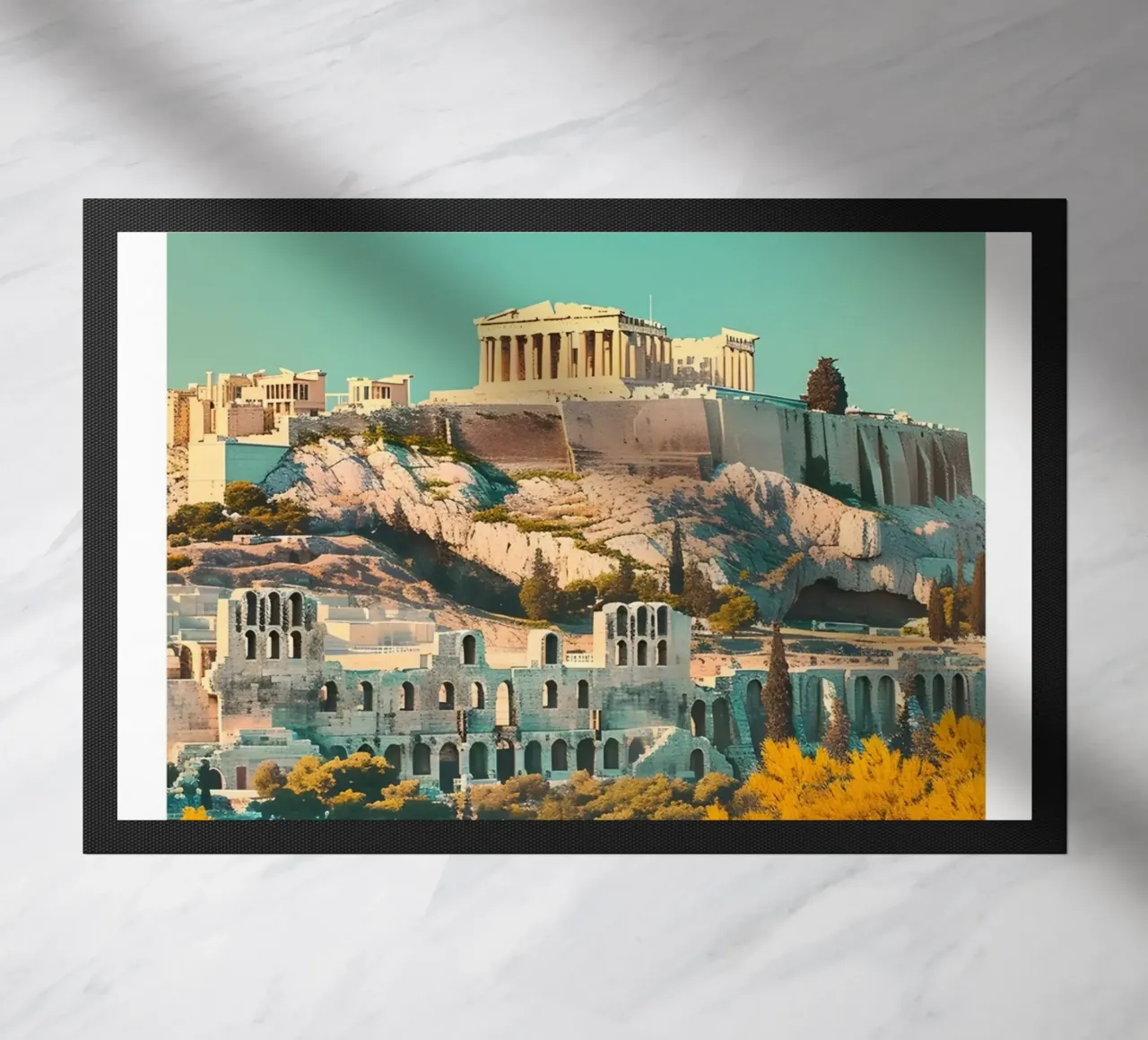 Athènes Grèce Vue de l'Acropole - Impression d'art grec ancien paillasson de homdeco