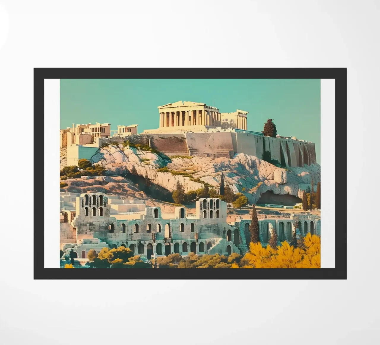 Athènes Grèce Vue de l'Acropole - Impression d'art grec ancien paillasson de homdeco