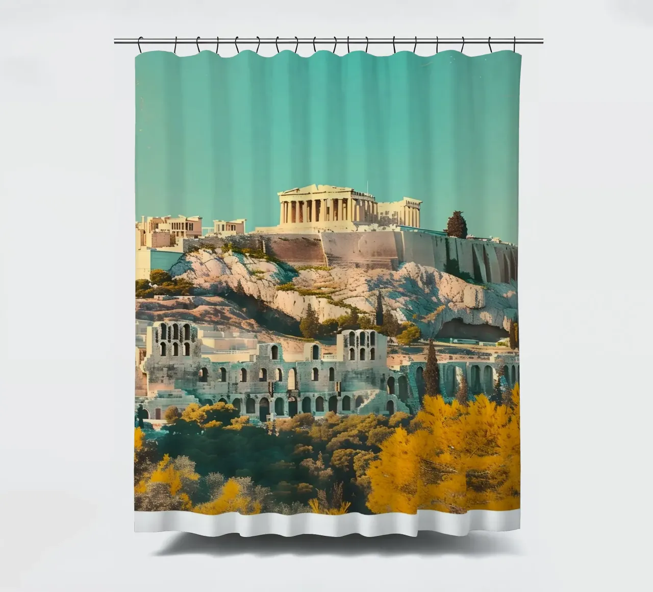 Athènes Grèce Vue de l'Acropole - Impression d'art grec ancien rideau de douche de homdeco