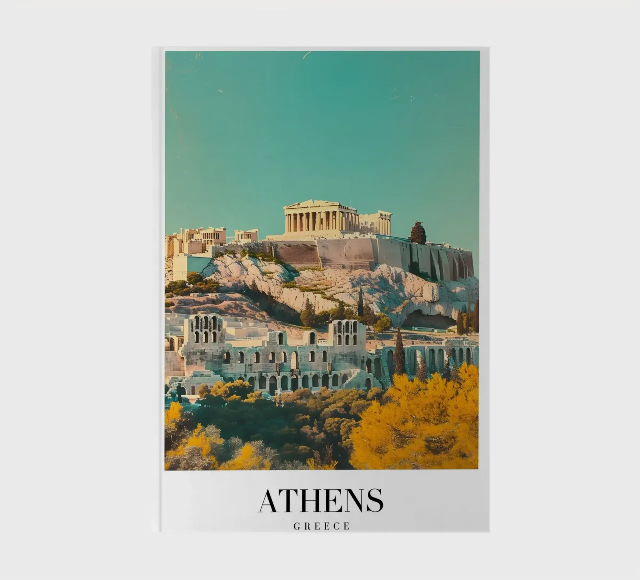 Athènes Grèce Vue de l'Acropole - Impression d'art grec ancien carnet de notes de homdeco