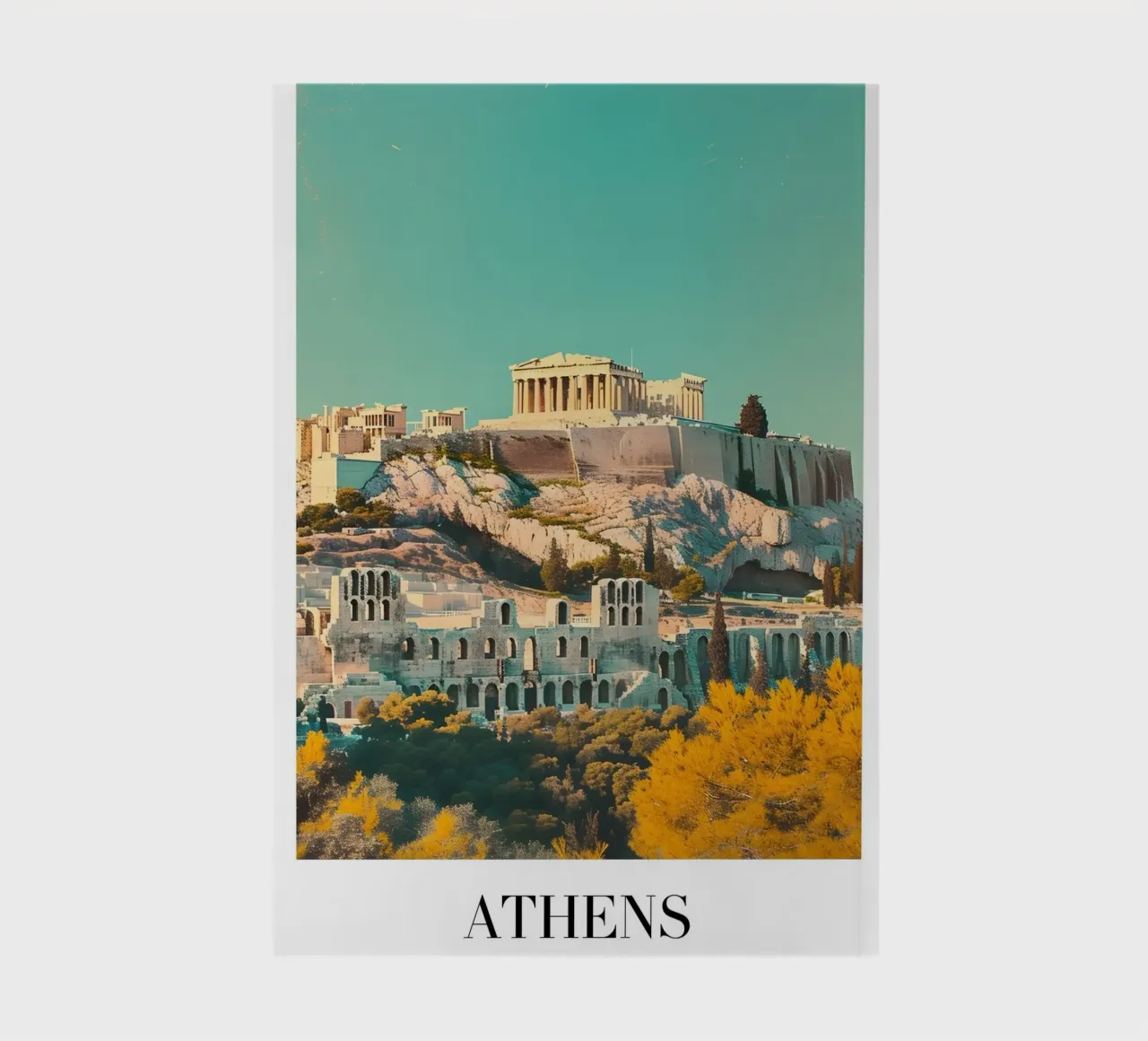 Athènes Grèce Vue de l'Acropole - Impression d'art grec ancien carnet de notes de homdeco