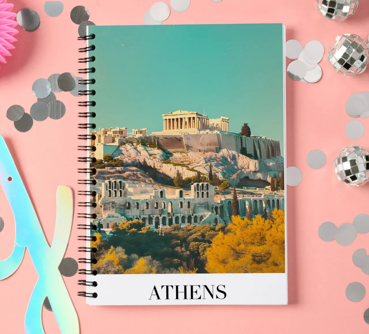Athènes Grèce Vue de l'Acropole - Impression d'art grec ancien carnet à spirale de homdeco