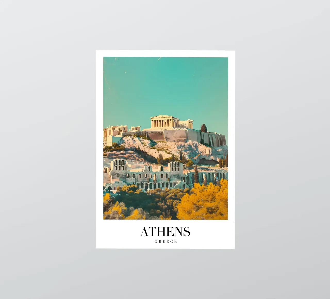 Athènes Grèce Vue de l'Acropole - Impression d'art grec ancien autocollant de homdeco