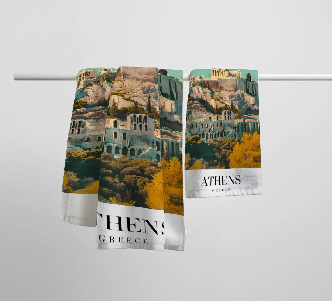 Athènes Grèce Vue de l'Acropole - Impression d'art grec ancien serviette de bain de homdeco