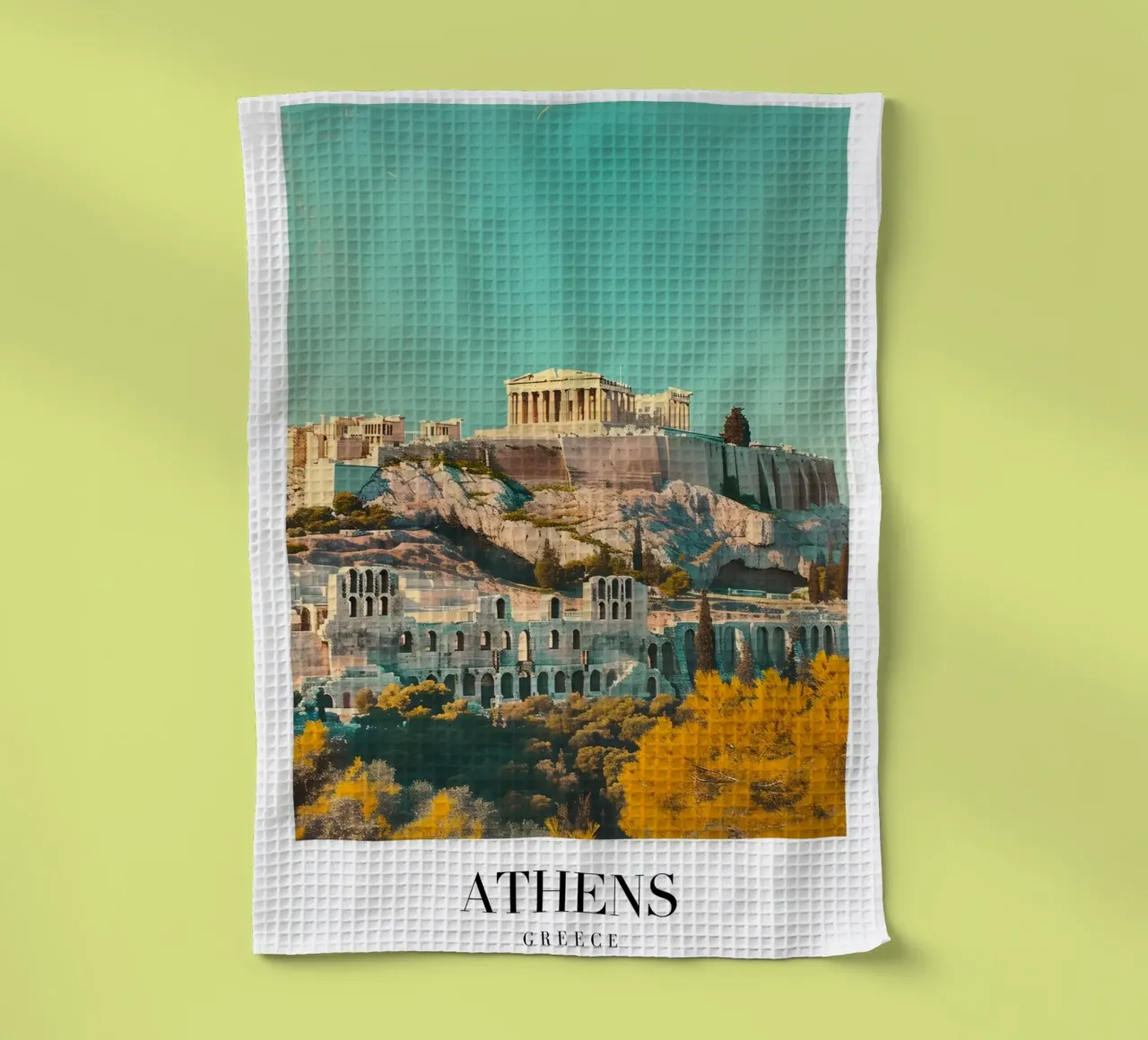 Athènes Grèce Vue de l'Acropole - Impression d'art grec ancien torchon de homdeco