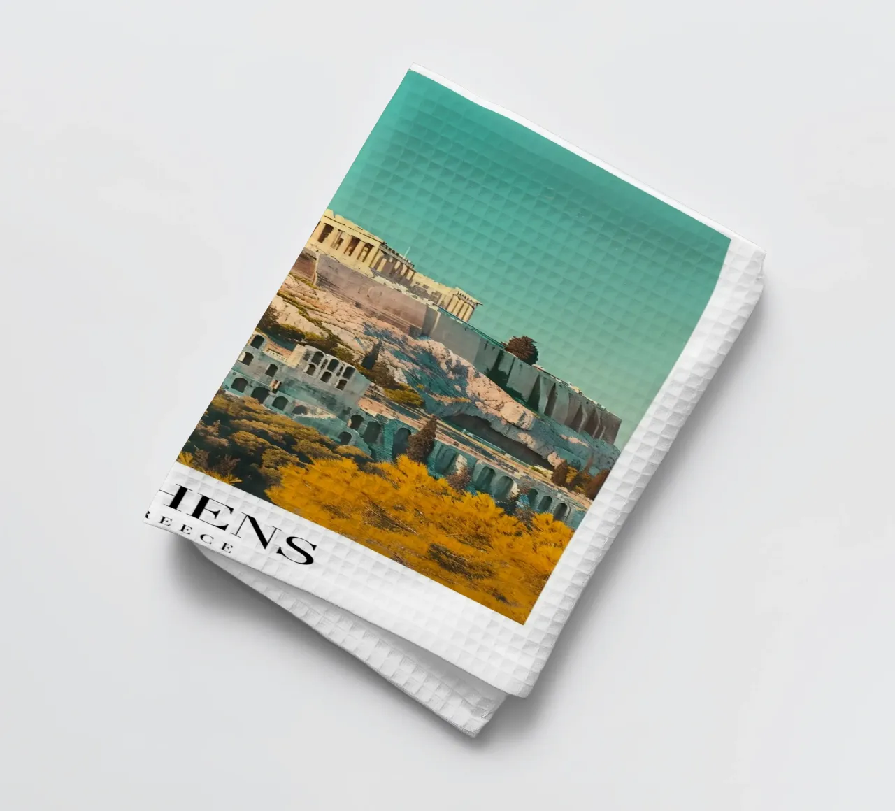 Athènes Grèce Vue de l'Acropole - Impression d'art grec ancien torchon de homdeco