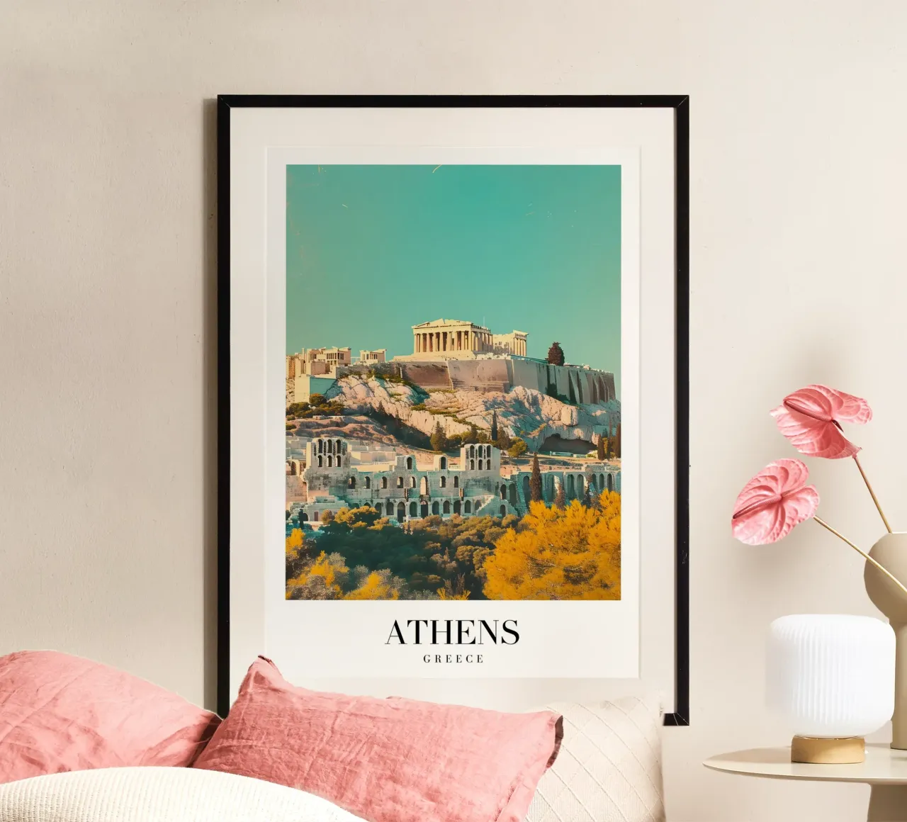 Athènes Grèce Vue de l'Acropole - Impression d'art grec ancien hahnemühle de homdeco