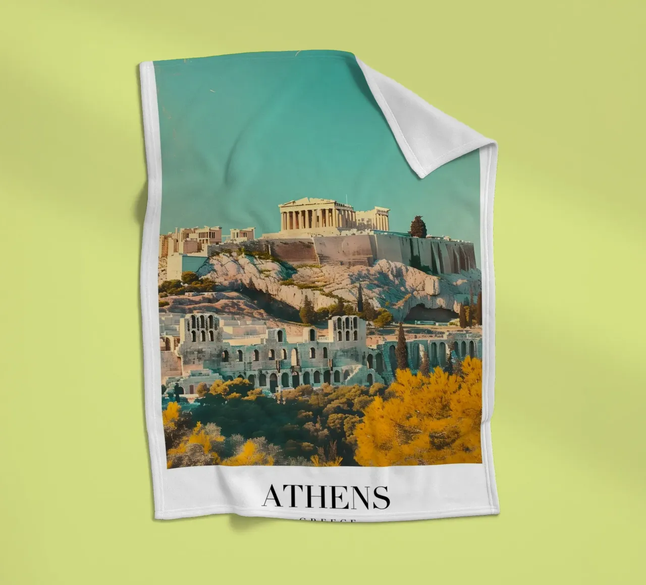 Athènes Grèce Vue de l'Acropole - Impression d'art grec ancien plaid polaire de homdeco