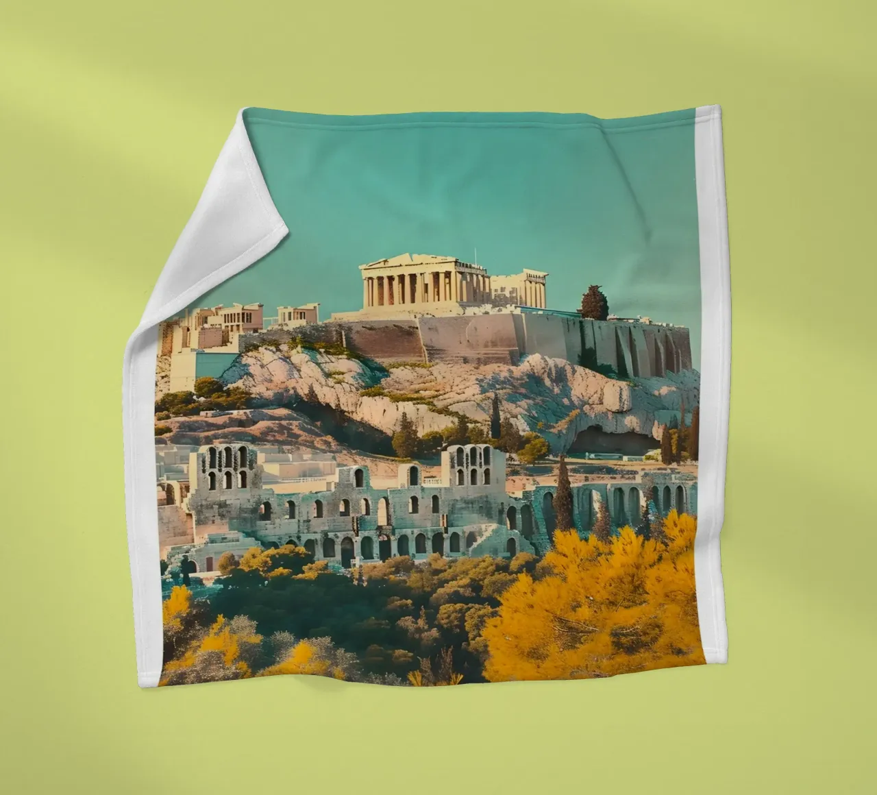 Athènes Grèce Vue de l'Acropole - Impression d'art grec ancien plaid polaire de homdeco