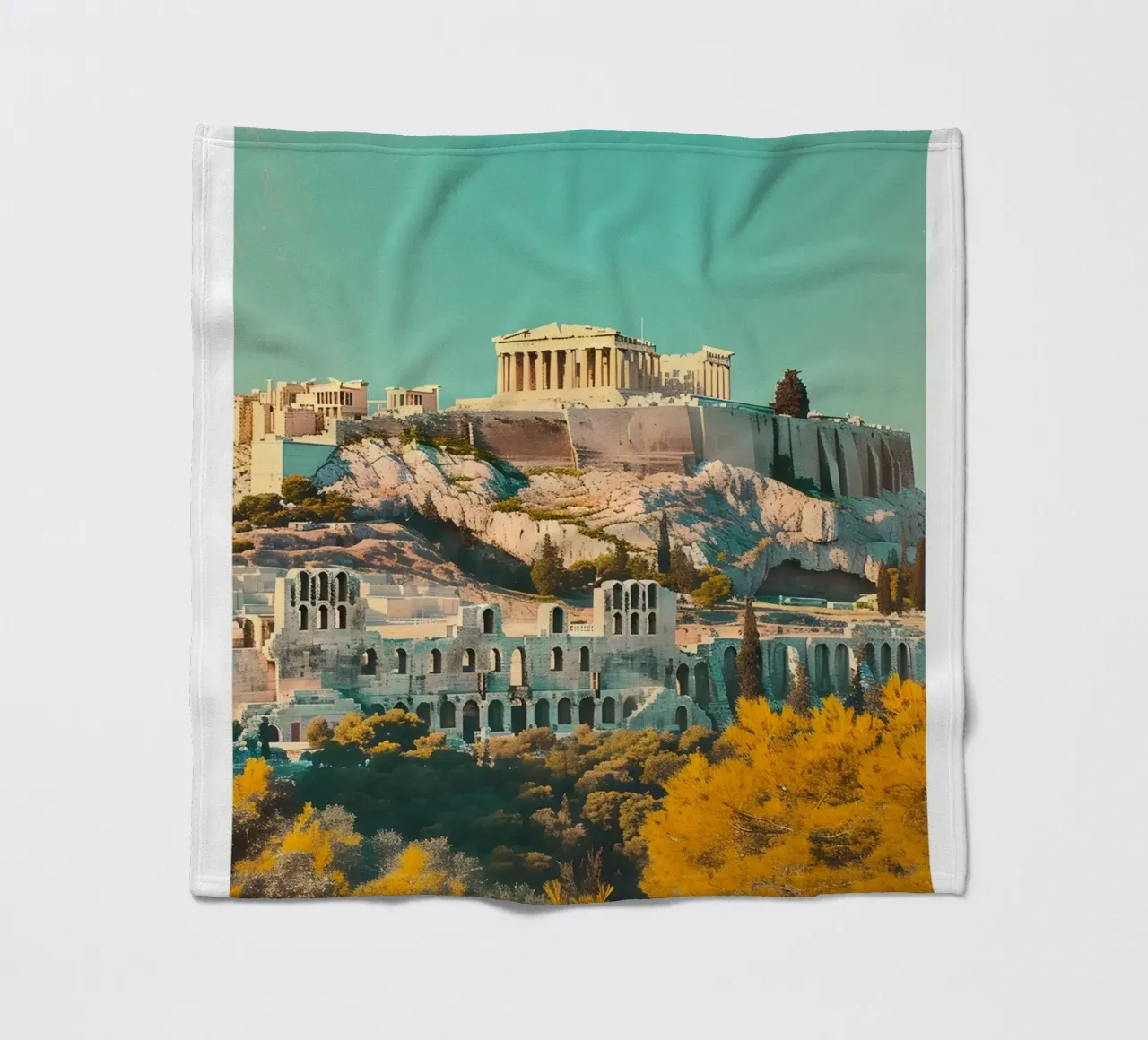 Athènes Grèce Vue de l'Acropole - Impression d'art grec ancien plaid polaire de homdeco