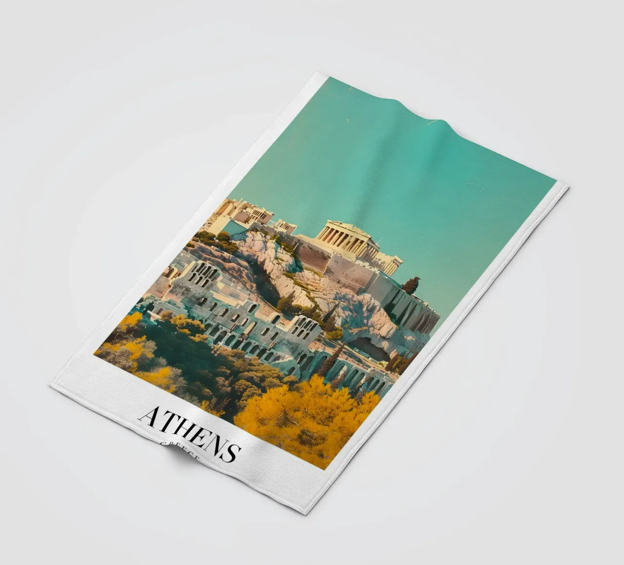 Athènes Grèce Vue de l'Acropole - Impression d'art grec ancien plaid polaire de homdeco