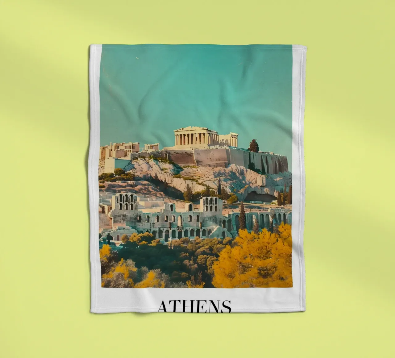Athènes Grèce Vue de l'Acropole - Impression d'art grec ancien plaid polaire de homdeco