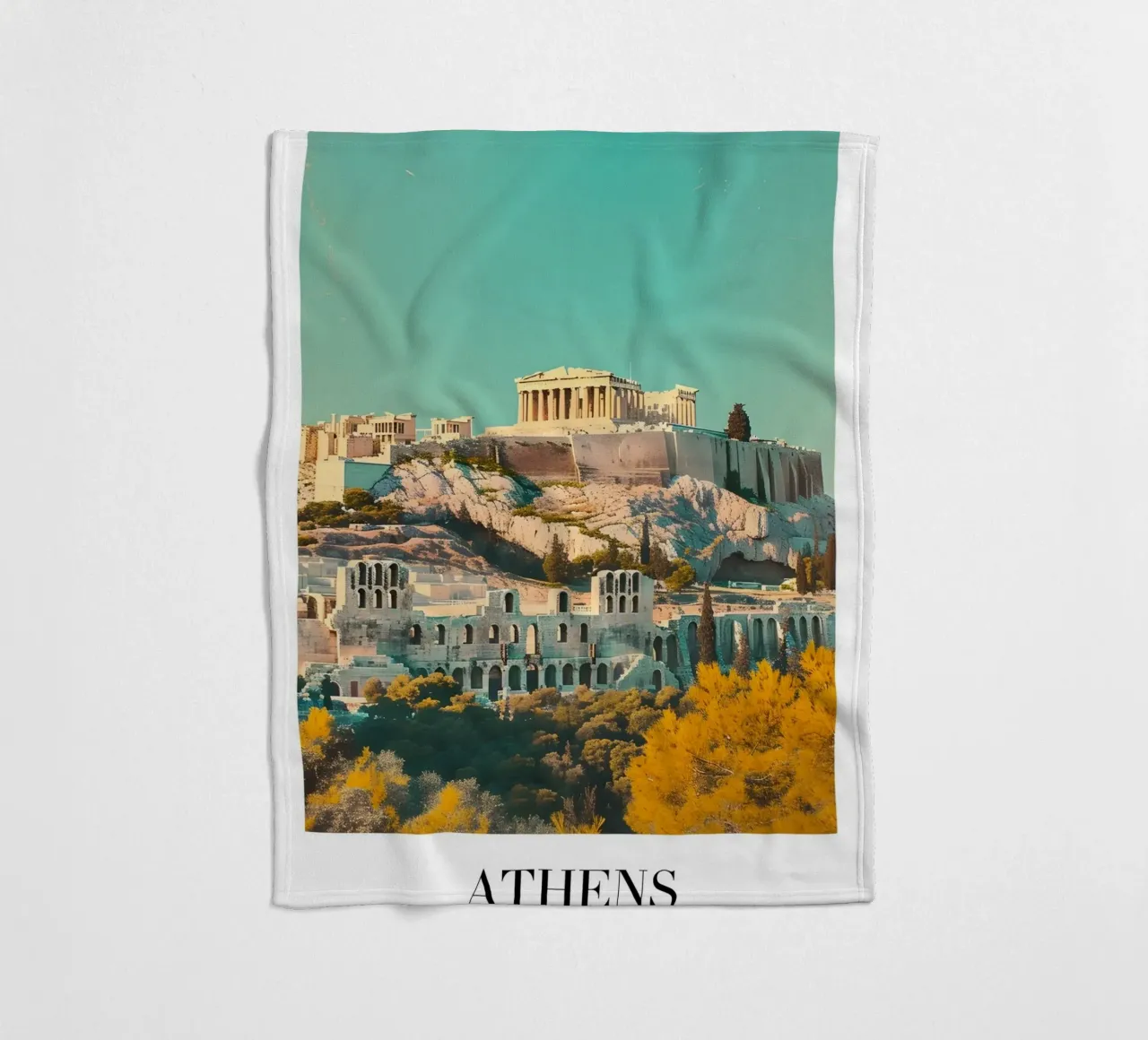 Athènes Grèce Vue de l'Acropole - Impression d'art grec ancien plaid polaire de homdeco