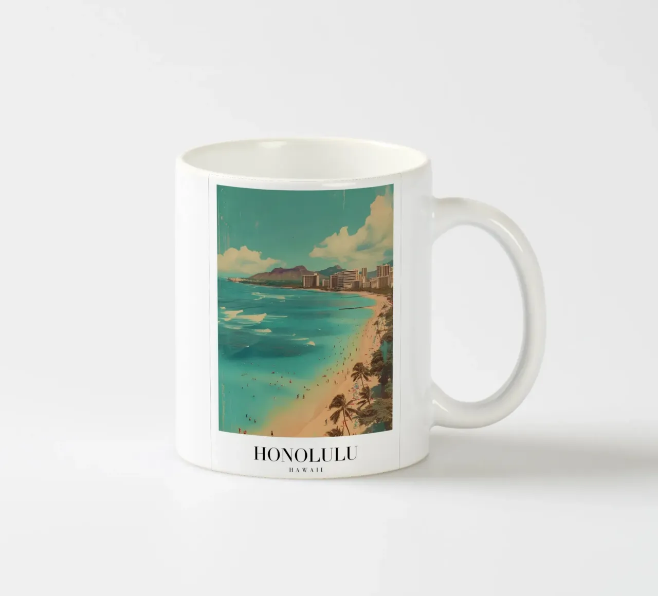 Honolulu Hawaii Waikiki Beach - Diamond Head Kunstdruk keramische mok van homdeco