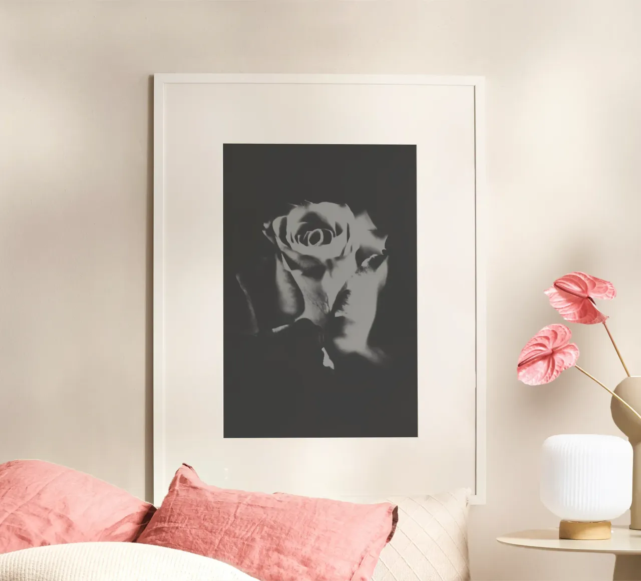 Fiori tenui poster con telaio in legno da PhotoVibe Decor