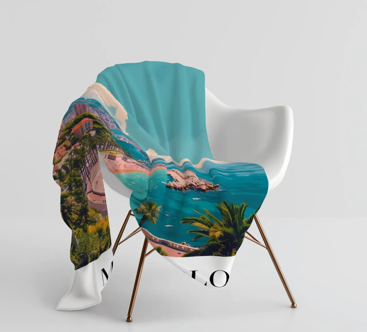 Monte Carlo Monaco Beach & Cityscape - Riviera Glamour coperta in pile da homdeco