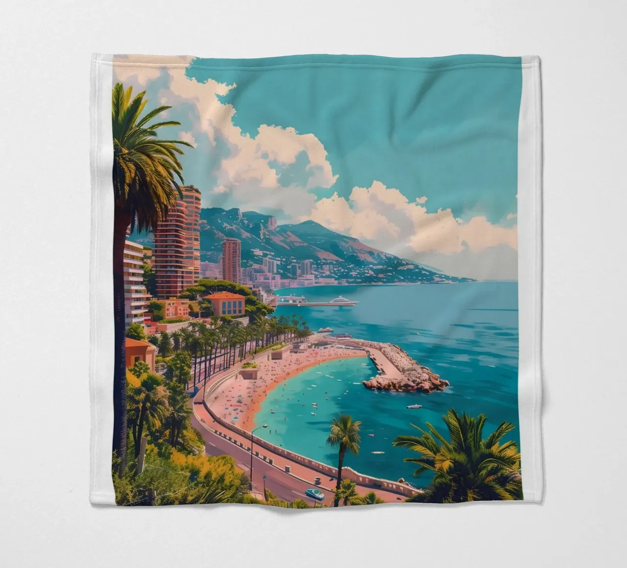 Monte Carlo Monaco Beach & Cityscape - Riviera Glamour coperta in pile da homdeco