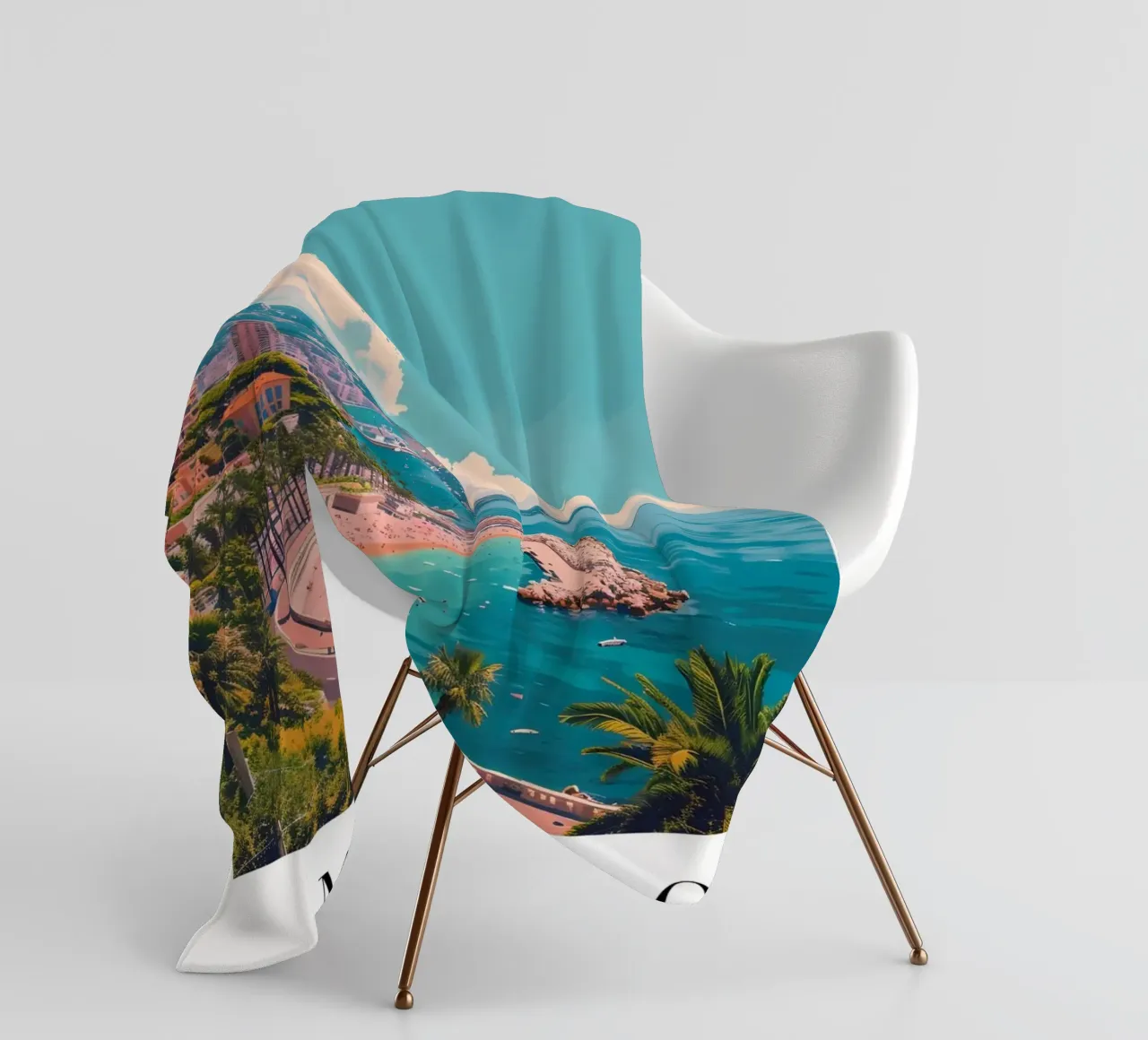Monte Carlo Monaco Beach & Cityscape - Riviera Glamour coperta in pile da homdeco