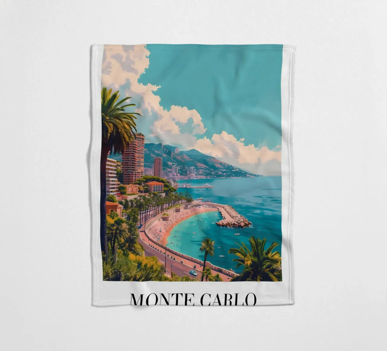 Monte Carlo Monaco Beach & Cityscape - Riviera Glamour coperta in pile da homdeco