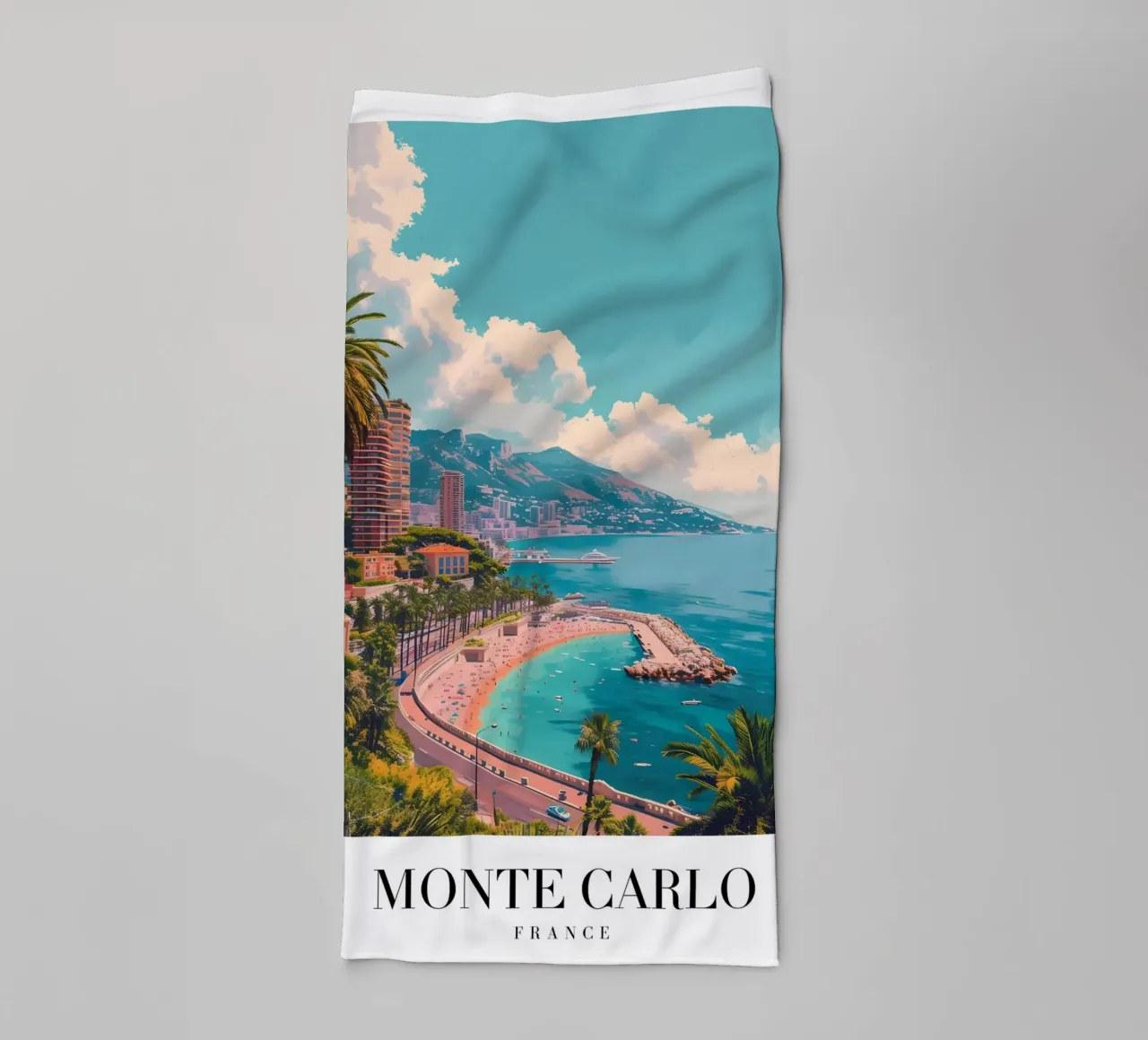 Monte Carlo Monaco Beach & Cityscape - Riviera Glamour asciugamano da bagno da homdeco
