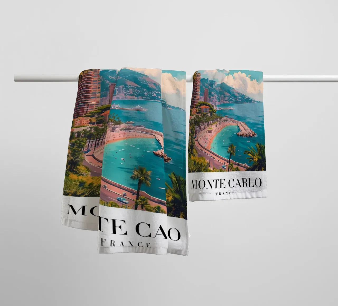 Monte Carlo Monaco Beach & Cityscape - Riviera Glamour asciugamano da bagno da homdeco