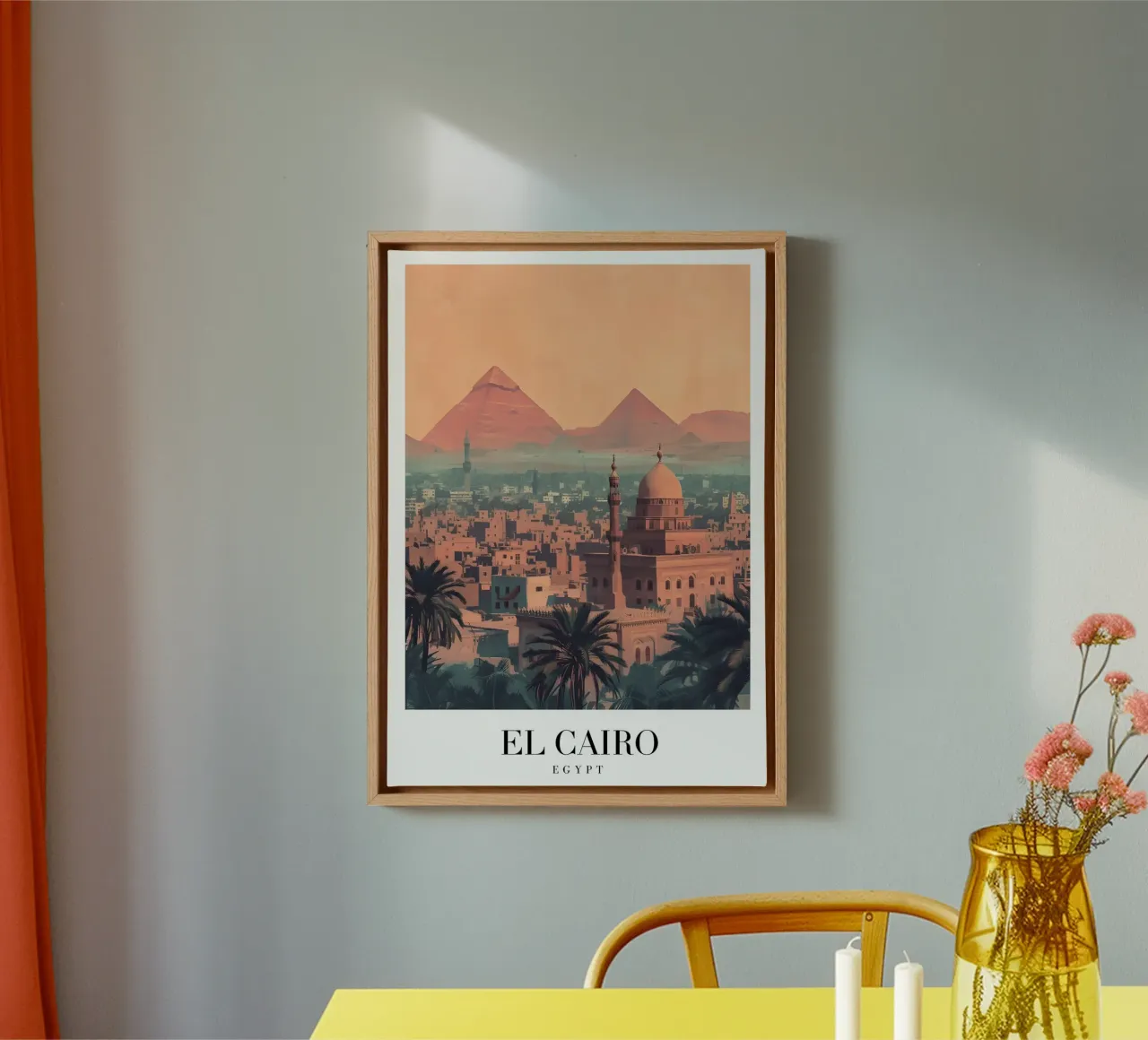 El Caïro Egypte Piramides & Moskee - Oude Stad Landschap Kunst canvas met Baklijst van homdeco